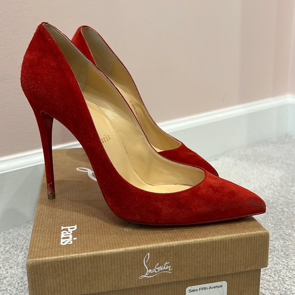 Christian Louboutin Shoes - Pigalle Follies 100 Veau Velours Rouge size 8